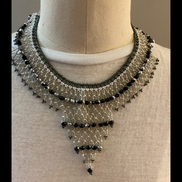 2/$25 16” Beaded chocker necklace with a 4” cascade drop, handmade from‎ Cancun. - Picture 3 of 4